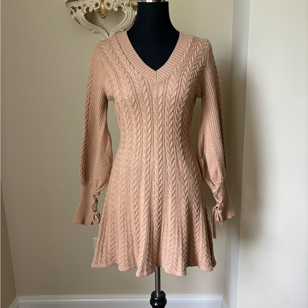 Soft Knit V-Neck Sweater Dress